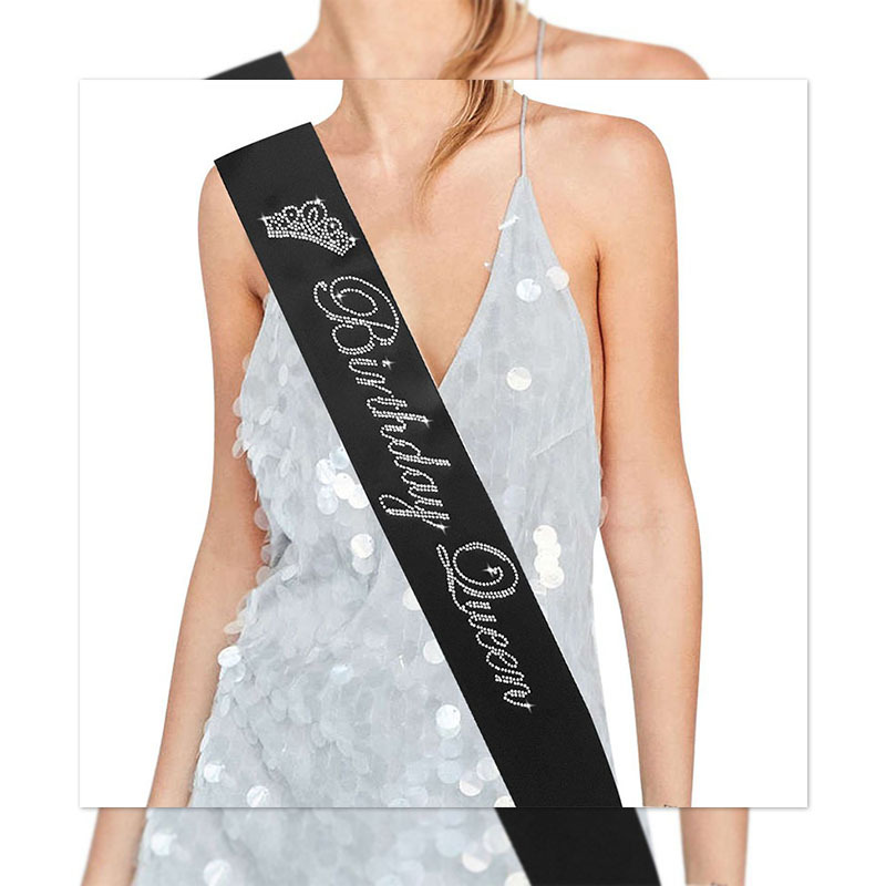 AliExpress Amazon Birthday Party Etiquette Crown Birthday Queen Black and White Pink Shoulder Strap AliExpress Amazon Birthday Party Etiquette Crown Birthday Queen Black and White Pink Shoulder Strap