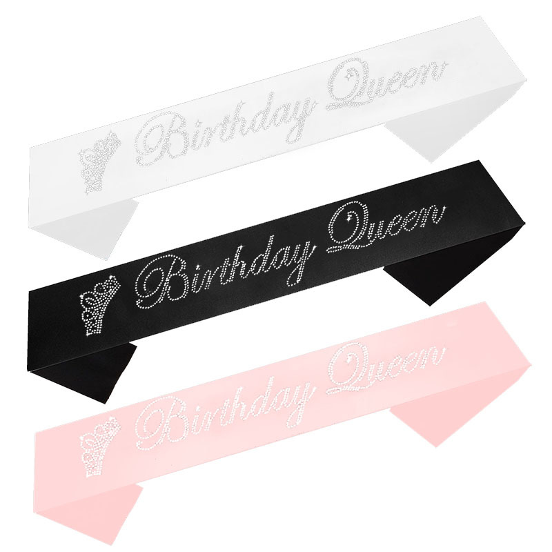 AliExpress Amazon Birthday Party Etiquette Crown Birthday Queen Black and White Pink Shoulder Strap AliExpress Amazon Birthday Party Etiquette Crown Birthday Queen Black and White Pink Shoulder Strap