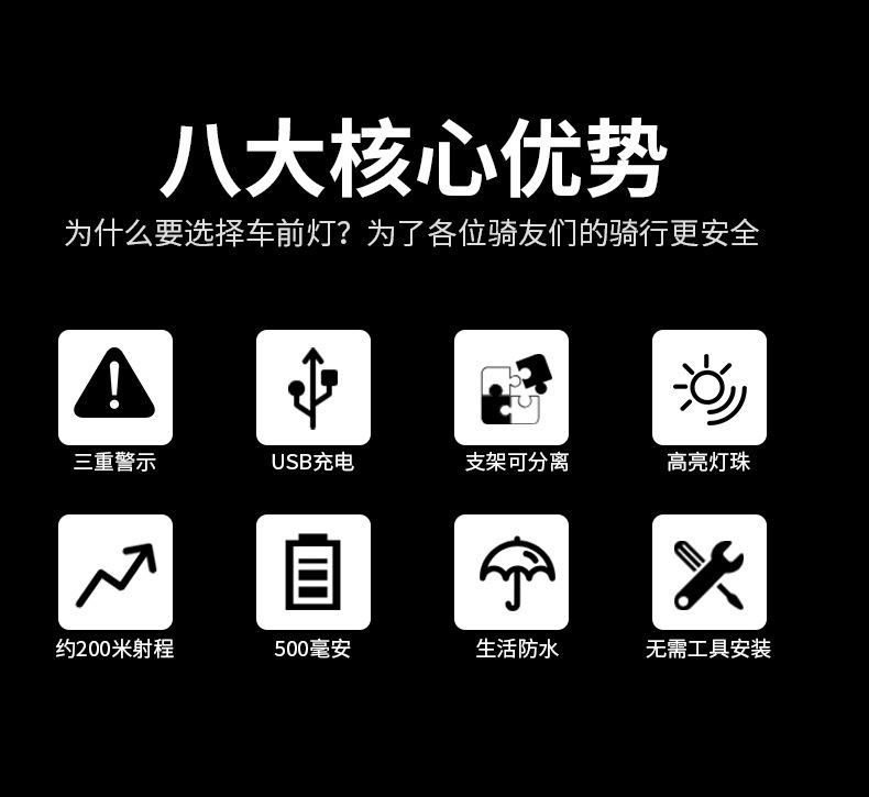 Bicycle Light Headlight Warning Light Power Torch Night Riding Mountain Highway Vehicle Equipment Bicycle Light Headlight Warning Light Power Torch Night Riding Mountain Highway Vehicle Equipment