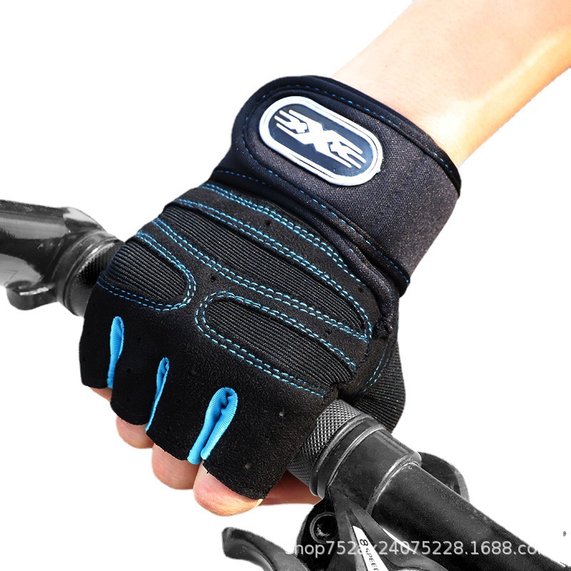 Xinji Manufacturer Women&#039;s Long Wristband Half-Finger Fitness Gloves Barbell Equipment Weightlifting Outdoor Sports Riding Gloves for Men