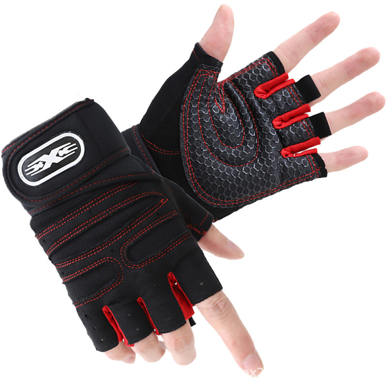 Xinji Manufacturer Women&#039;s Long Wristband Half-Finger Fitness Gloves Barbell Equipment Weightlifting Outdoor Sports Riding Gloves for Men
