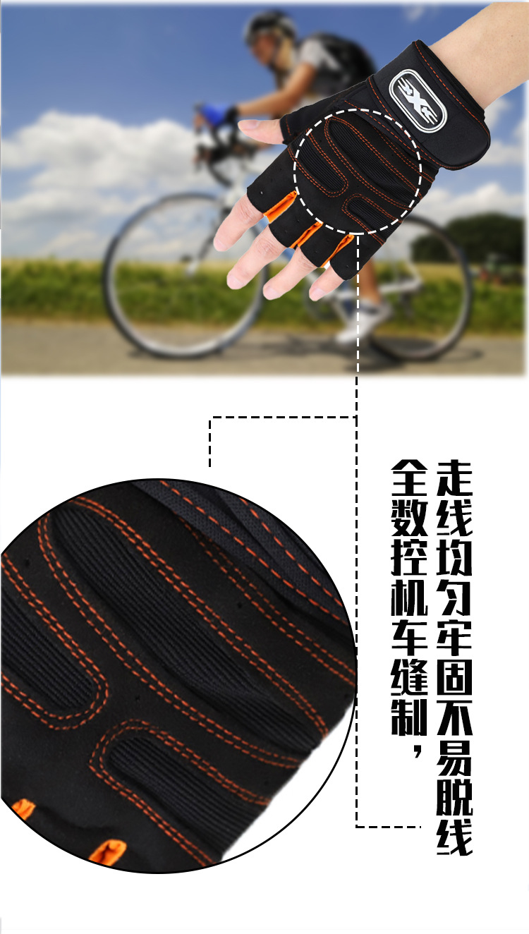Xinji Manufacturer Women's Long Wristband Half-Finger Fitness Gloves Barbell Equipment Weightlifting Outdoor Sports Riding Gloves for Men