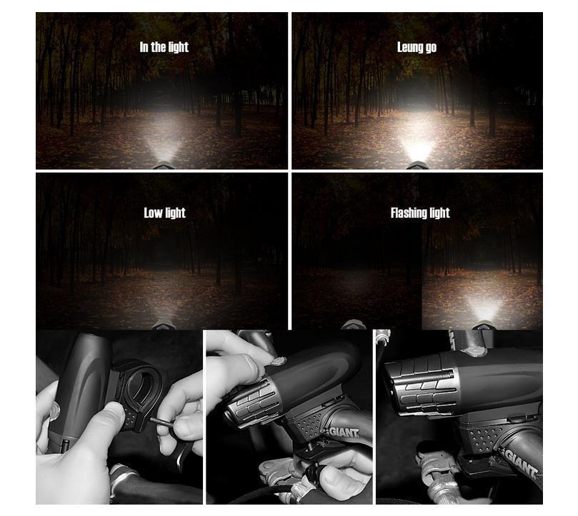 Bicycle Light 360 Degree Rotating Equipment USB Charging Warning Light Outdoor Riding Strong Light Lighting Headlight