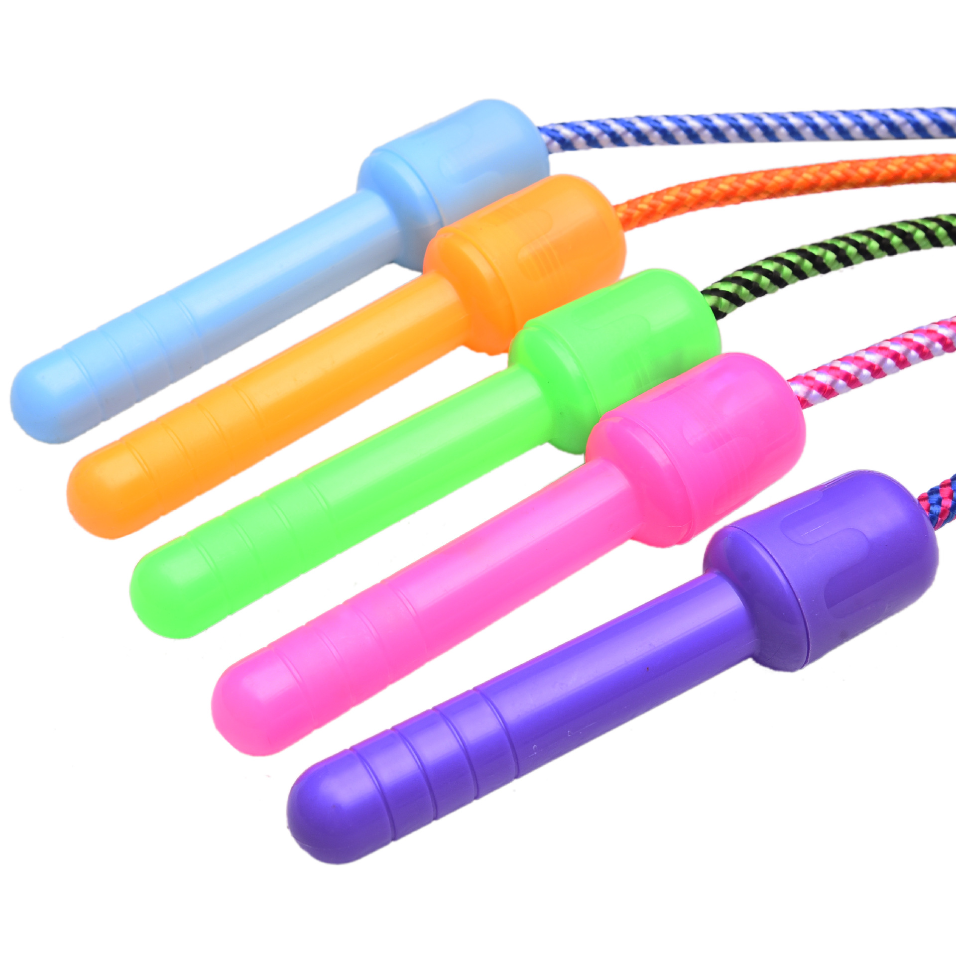 Yi Cai Colorful Plastic Handle Woven Skipping Rope Children&#039;s Sports Skipping Rope Plastic Skipping Rope Fitness Equipment Supplies Wholesale