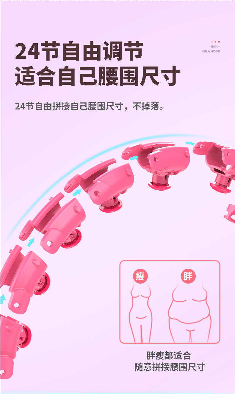 SOURCE Manufacturer Hula Hoop Intelligent Waist Slimming Massage 24 Hula Hoop New Type Can't Be Removed Hula Hoop