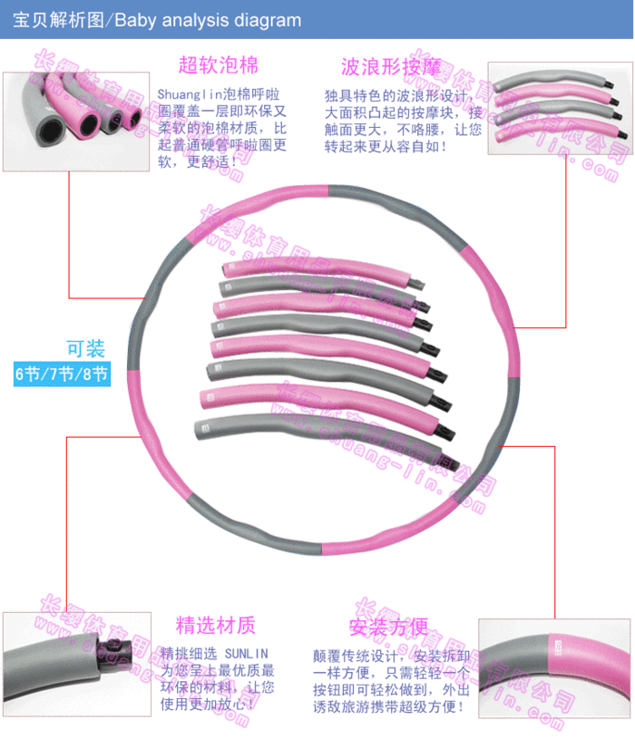 Shuanglin 8 foam massage Hula Hoop weight detachable waist increased soft-Hula Hoop Shuanglin 8 foam massage Hula Hoop weight detachable waist increased soft-Hula Hoop