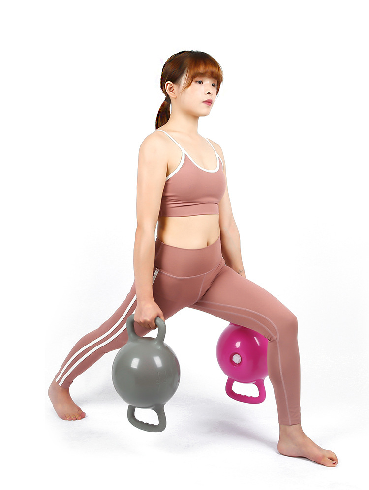 Fitness yoga flat kettle bell two ear handle water injection exercise equipment Pilates yoga body dumbbells manufacturer