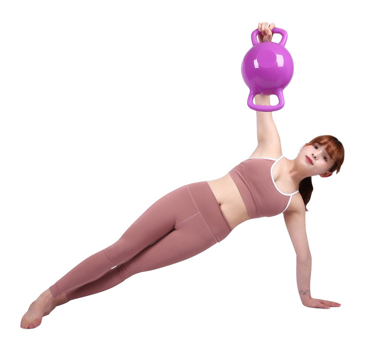 Fitness yoga flat kettle bell two ear handle water injection exercise equipment Pilates yoga body dumbbells manufacturer