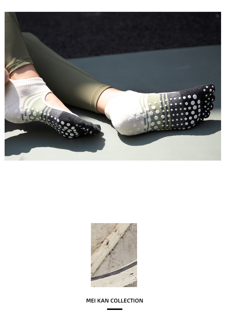 2021 High-End Five-Finger Contrast Color Yoga Socks Fitness Room Socks Pilates Professional Non-Slip Stockings for Dancing