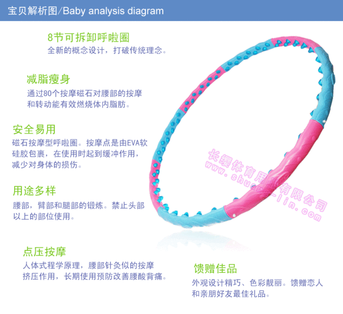 Shuanglin detachable magnetic massage Hula Hoop thin waist add Hula Hoop to lose weight muscle equipment cable grip Shuanglin detachable magnetic massage Hula Hoop thin waist add Hula Hoop to lose weight muscle equipment cable grip