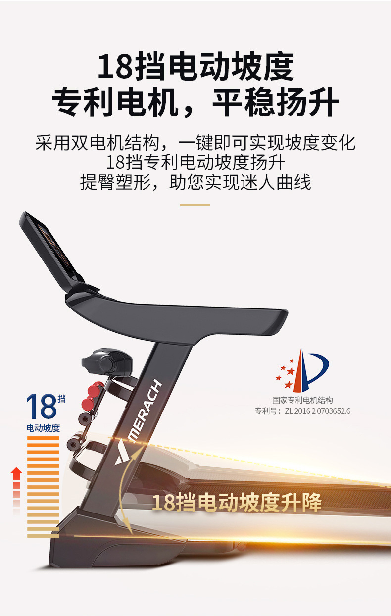 MERACH Merach Commercial Treadmill Household Electric Widened Sports and Fitness Running Equipment Multifunctional