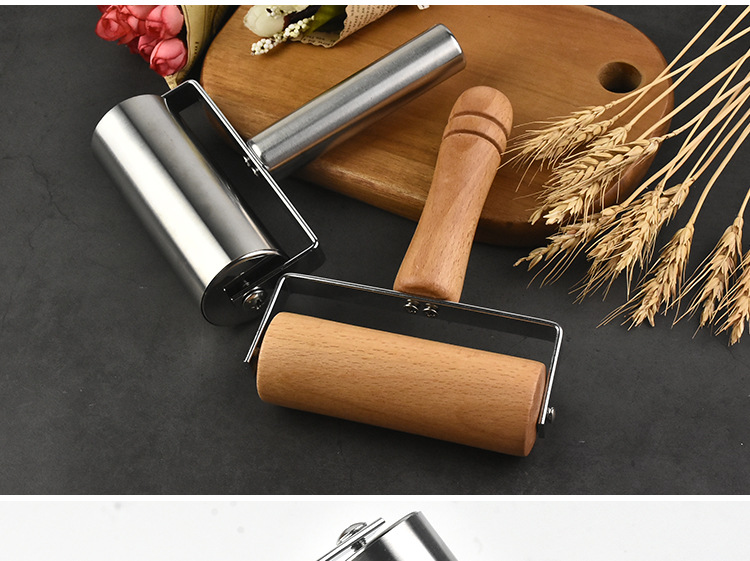 Factory Direct Sales Double-Headed Stainless Steel Roller Rolling Pin Wooden Flour Stick Kitchen Rolling Pin Rolling Pin Baking Tool