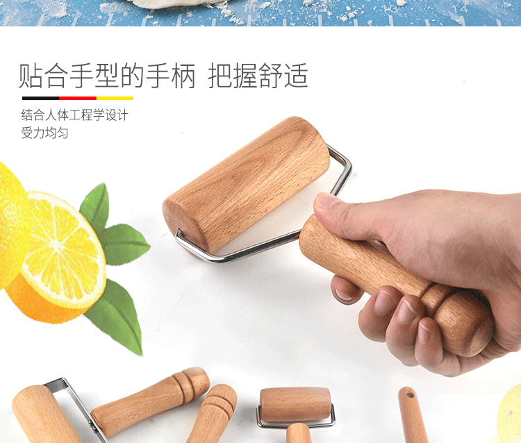 Factory Direct Sales Double-Headed Stainless Steel Roller Rolling Pin Wooden Flour Stick Kitchen Rolling Pin Rolling Pin Baking Tool