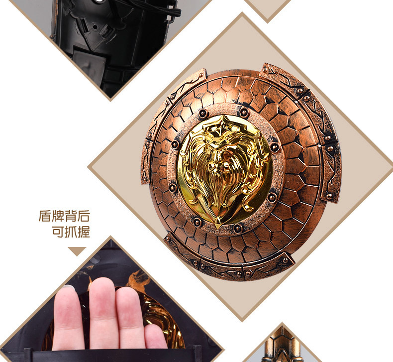Factory Wholesale Bronze War Gear Weapon Shield Bow and Arrow Set Children Wearable Boy Toy