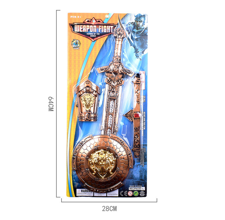 Factory Wholesale Bronze War Gear Weapon Shield Bow and Arrow Set Children Wearable Boy Toy