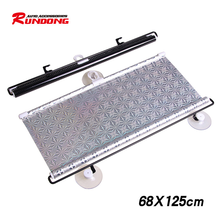 68 * 125cm Black Dot Retractable Roller Shutter Insulation Anti-UV Retractable Sunshade Front Windscreen Sun Block