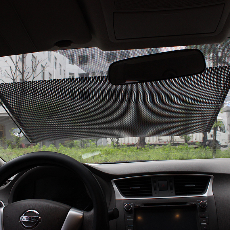 68 * 125cm Black Dot Retractable Roller Shutter Insulation Anti-UV Retractable Sunshade Front Windscreen Sun Block