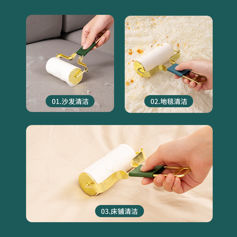 Autumn and Winter Tearable Roller Lent Remover Household Lint Suction Hair Collecting Roll Hair Brush Portable Replacement Sticky Roller