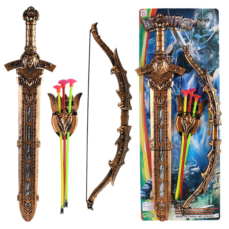 Children's Bow and Arrow Shield Sword Mask Combination Set Luminous Simulation Bronze Sword Weapon Model Boy Gift