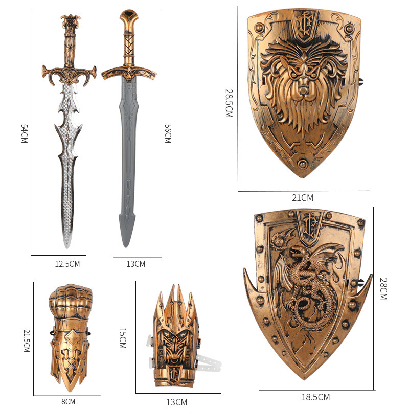 Children's Bow and Arrow Shield Sword Mask Combination Set Luminous Simulation Bronze Sword Weapon Model Boy Gift