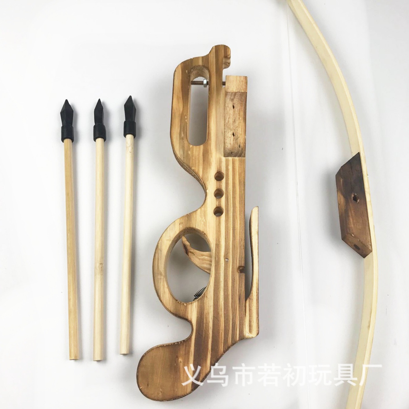 Bow and Arrow Crossbow Toy Children's Pistol Crossbow Toy Bamboo Wooden Cross Crossbow Toy Catapult Non-Destructive Toy