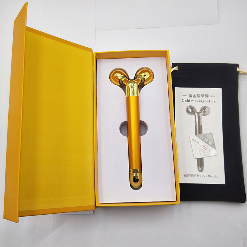 3D Roller Golden Stick Electric Massage Stick Face Slimming Beauty Bar 360 Degree Rolling Massage Lifting and Tightening V Face Tool