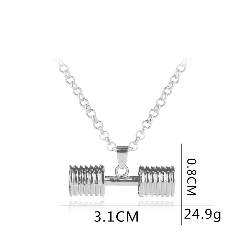 Hot Selling European and American Style Sports Fitness Series Dumbbell Necklace Fashion Barbell Couple's Pendant Autumn/Winter Sweater Chain Wholesale