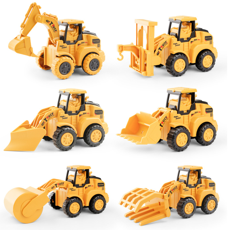 Children&#039;s Pressing Engineering Vehicle Excavator Bulldozer Roller Inertia Simulation Soil Ripper Crane Children&#039;s Toy Car