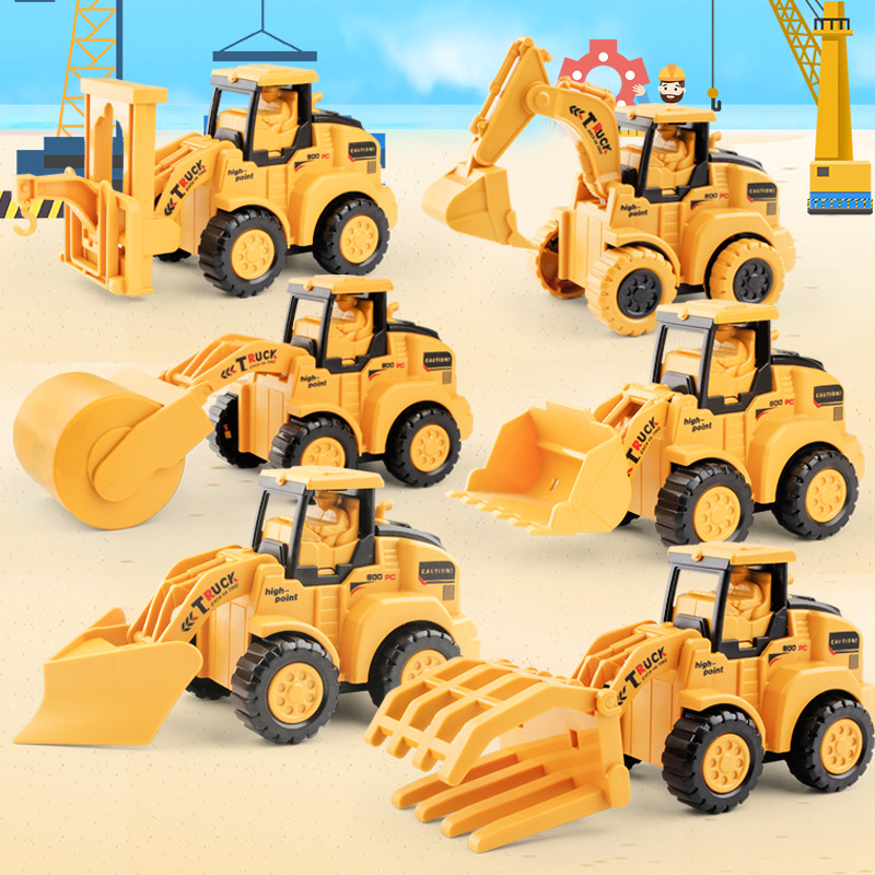 Children&#039;s Pressing Engineering Vehicle Excavator Bulldozer Roller Inertia Simulation Soil Ripper Crane Children&#039;s Toy Car