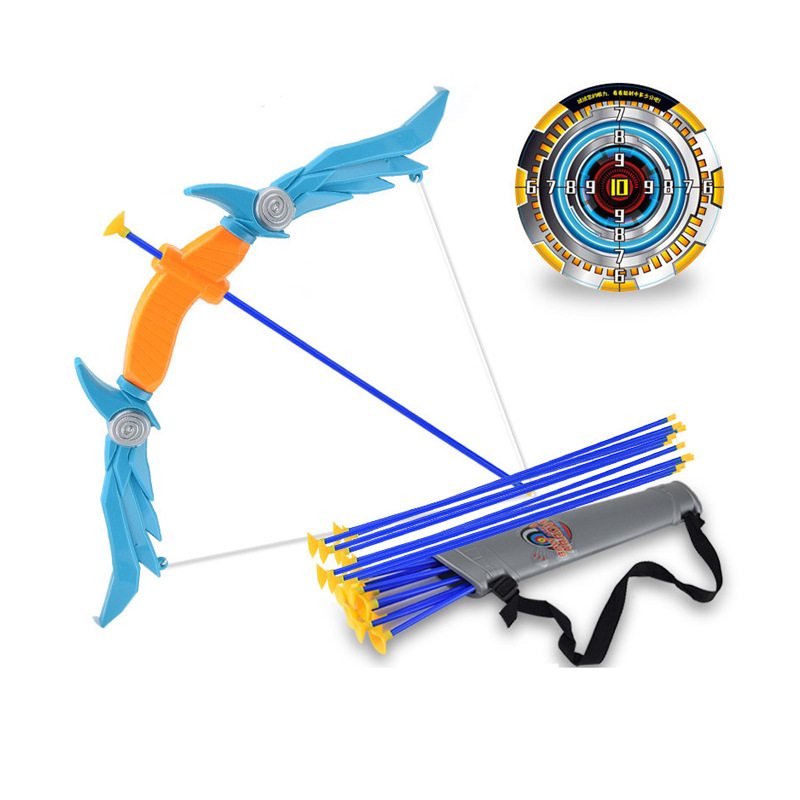 Children&#039;s Folding Bow and Arrow Toy Boy Outdoor Sucker Shooting Competitive Toy Set Quiver Arrow Target Stall Supply