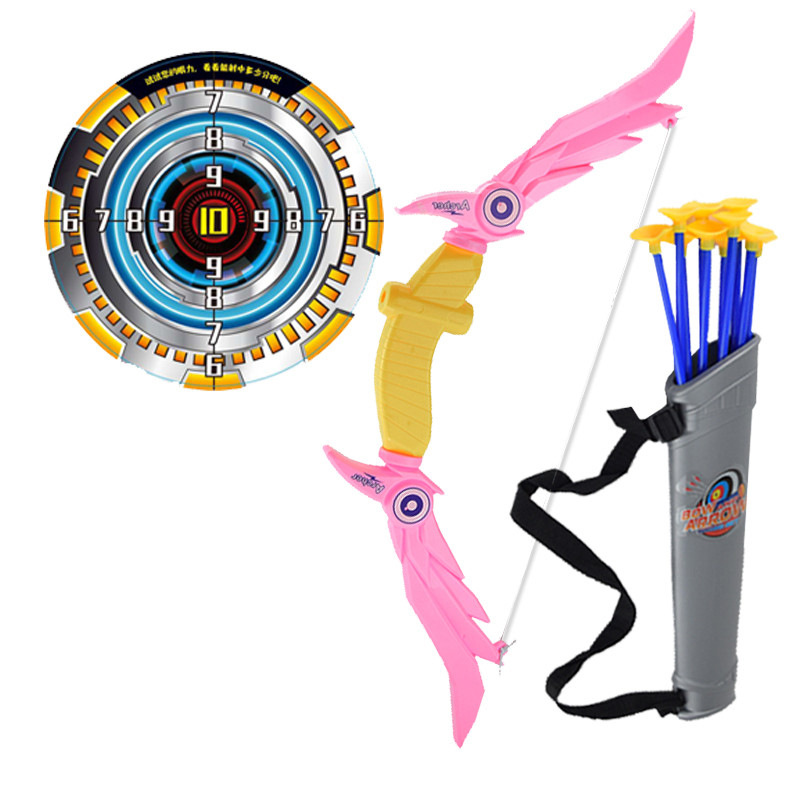 Children's Folding Bow and Arrow Toy Boy Outdoor Sucker Shooting Competitive Toy Set Quiver Arrow Target Stall Supply
