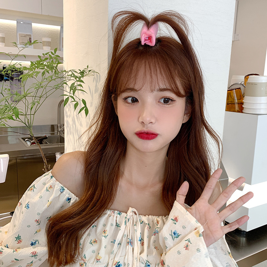2-Piece Girl&#039;s Head Hair Root Fluffy Clip Artifact High Skull Top Bangs Roller Seamless Barrettes Forehead Fixed Hair Accessories