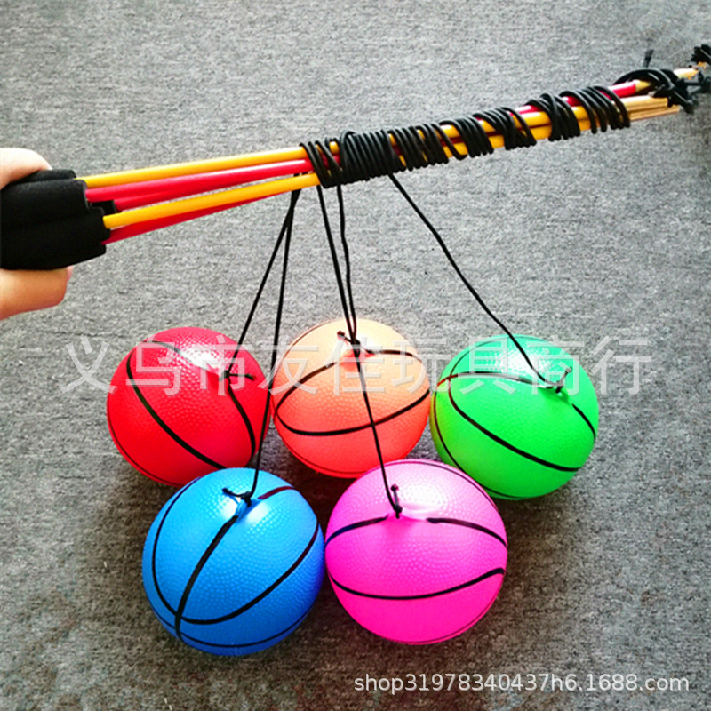 Telescopic Fishing Rod Basketball Fitness Ball Hand Swing Basketball Pumpkin Ball Drop Ball Middle-Aged and Elderly Children Square Dance Elastic Swing Ball