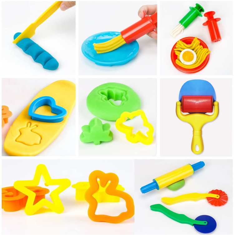 Cross-Border Colored Clay Plasticine Tools 23-Piece Noodle Syringe Dough Rolling Ball Abdominal Wheel Pizza Cutter Roller