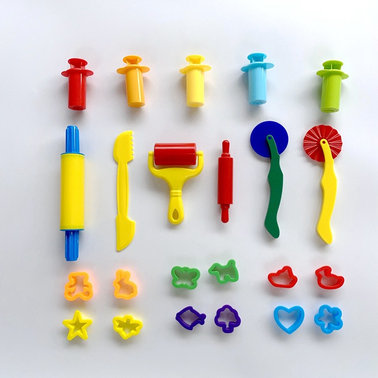 Cross-Border Colored Clay Plasticine Tools 23-Piece Noodle Syringe Dough Rolling Ball Abdominal Wheel Pizza Cutter Roller Cross-Border Colored Clay Plasticine Tools 23-Piece Noodle Syringe Dough Rolling Ball Abdominal Wheel Pizza Cutter Roller