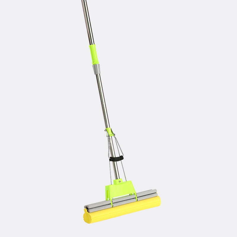 38CM soft cotton double pressure colloidal cotton towing household multi-function roller, hand washer-free, telescopic absorbent sponge mop