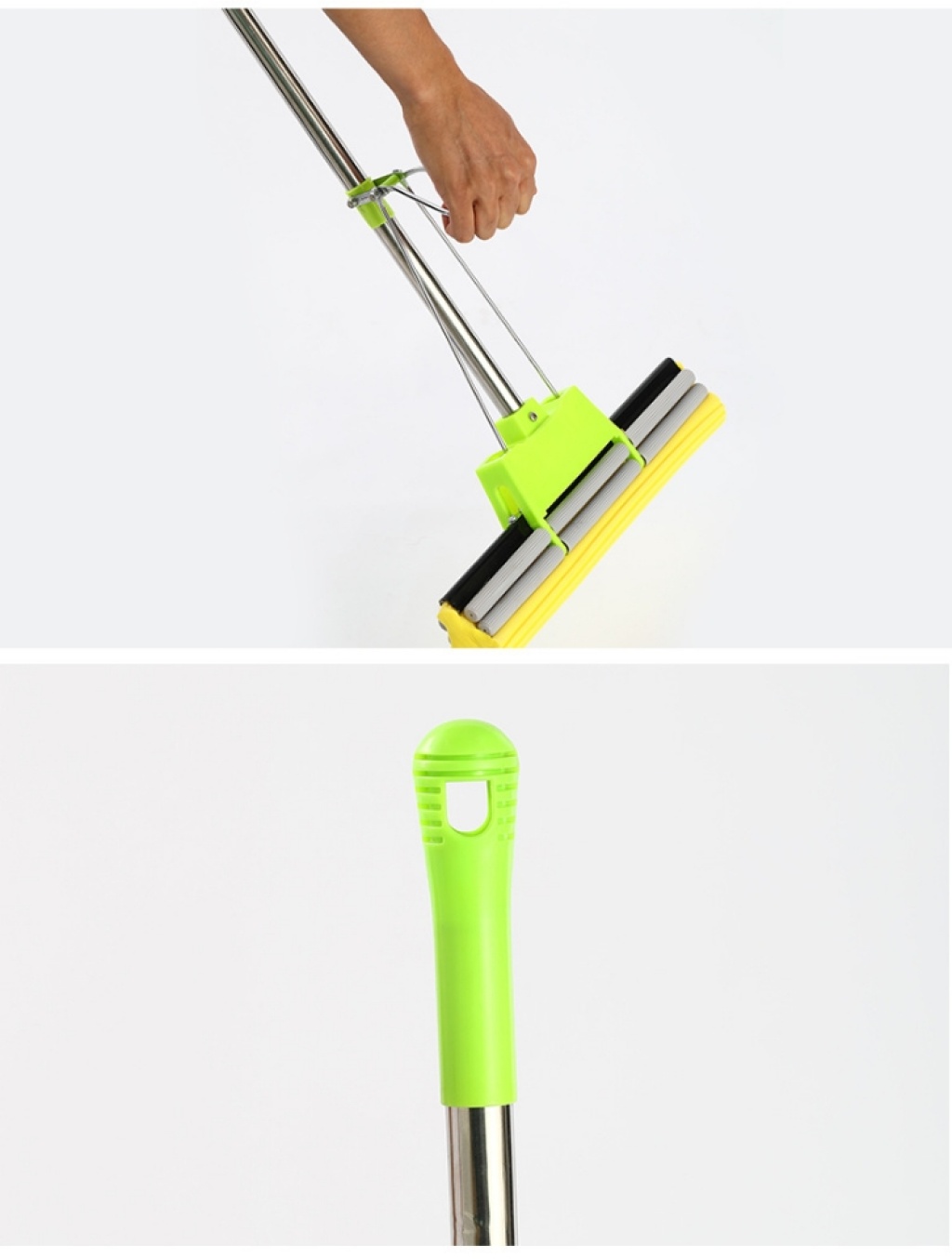38CM soft cotton double pressure colloidal cotton towing household multi-function roller, hand washer-free, telescopic absorbent sponge mop
