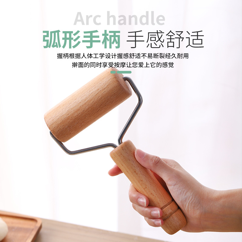 Factory Direct Sales Household Double-Headed Small Diamond Painting Scone Non-Slip Roller Pancake Solid Wood Pizza Beech Rolling Pin