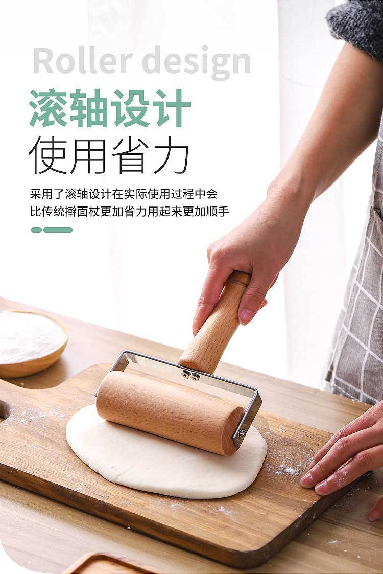 Factory Direct Sales Household Double-Headed Small Diamond Painting Scone Non-Slip Roller Pancake Solid Wood Pizza Beech Rolling Pin