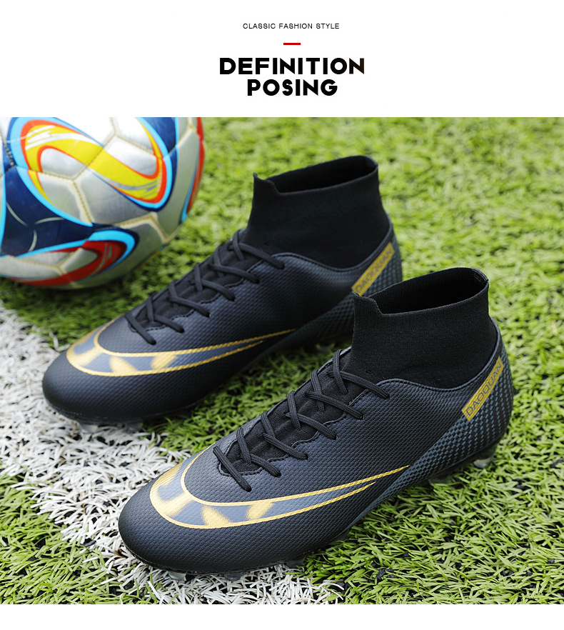 Cross-Border Soccer Shoes High-Top TF Broken Nail Artificial Lawn Skin Foot Boys and Girls AG Spike Competition Student Training Shoes Cross-Border Soccer Shoes High-Top TF Broken Nail Artificial Lawn Skin Foot Boys and Girls AG Spike Competition Student Training Shoes