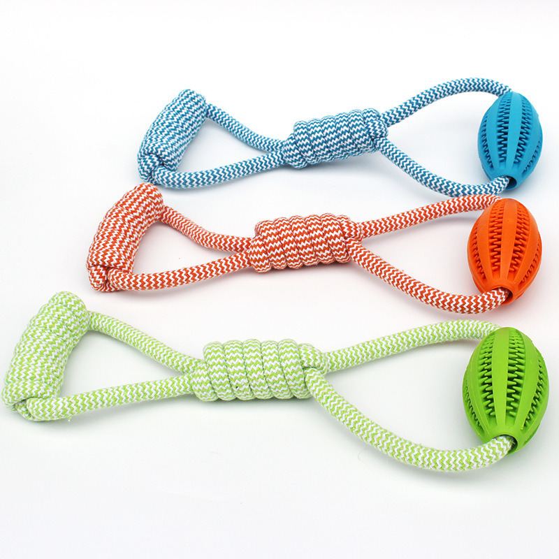 New Pet Toy Hand Pull Food Dropping Ball Rugby Medium and Large Dog Toy Cotton Knot Wear-Resistant Bite New Pet Toy Hand Pull Food Dropping Ball Rugby Medium and Large Dog Toy Cotton Knot Wear-Resistant Bite