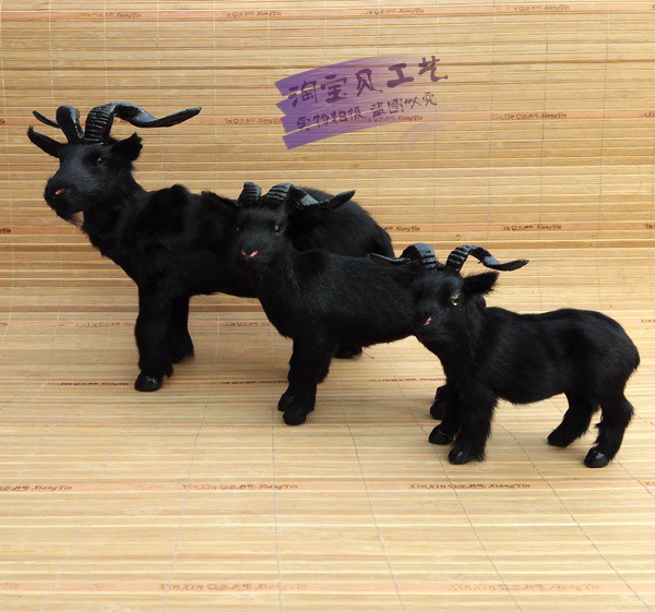 Simulation Goat Ornaments Table Decoration Black Goat Model Feng Shui Fortune Teaching Materials Props Lawn Scene Layout