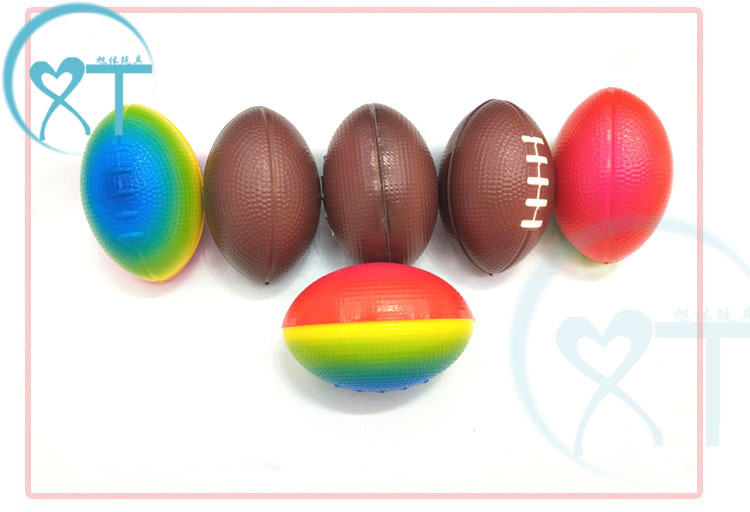 Exclusive for Cross-Border Manufacturer Sponge 9cm Pu Ball Coffee Rugby PU Foam Elastic Ball Vent Stress Relief Ball Customization