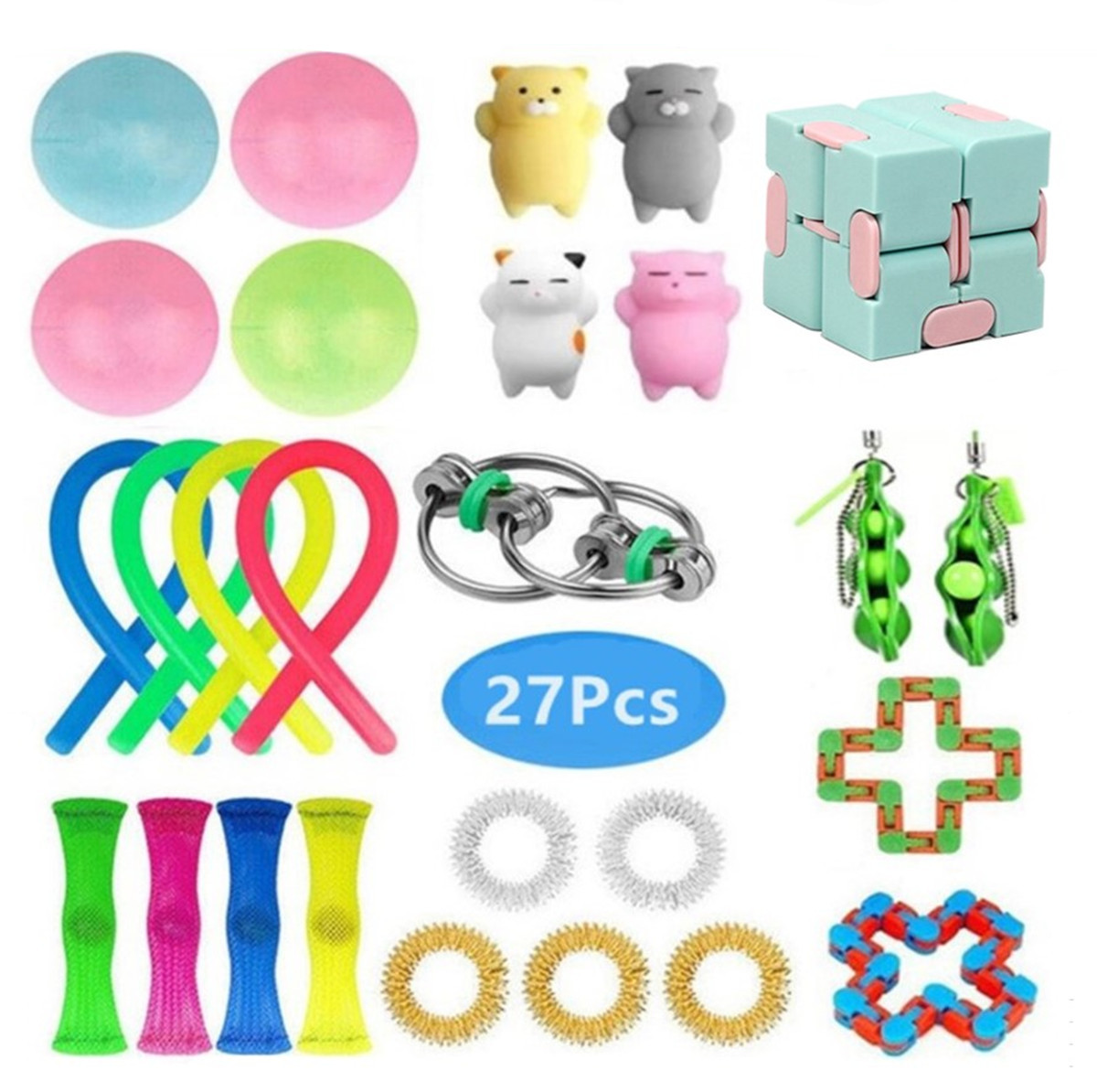 Cross-Border Hot Selling Pressure Reduction Toy Bicycle Chain Track Building Blocks Rainbow Pop Le Rugby Bean in Stock