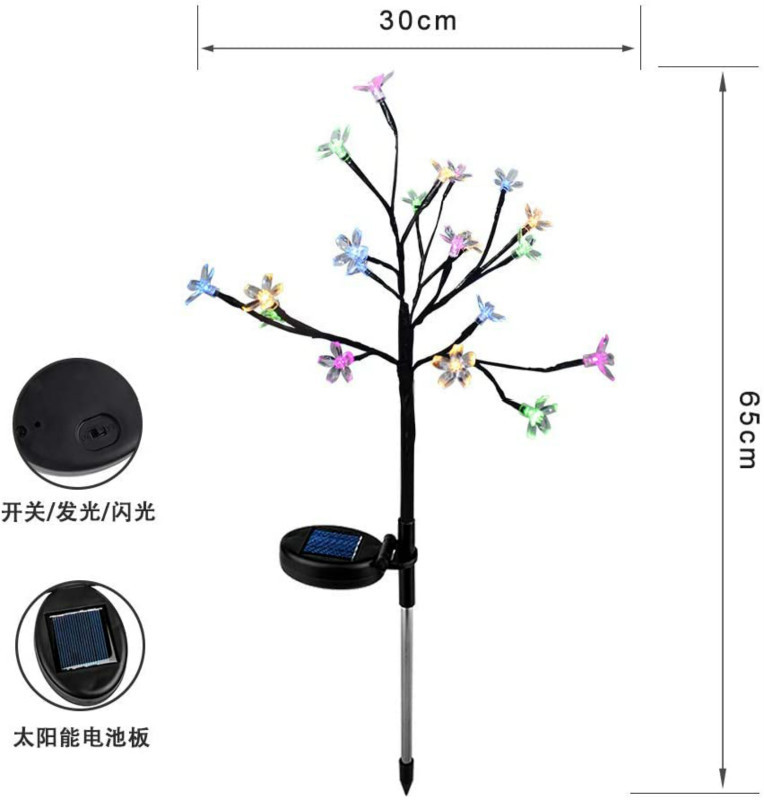 2021 Cross-Border New Arrival Solar Lawn Floor Outlet Cherry Blossom Lights Fireworks Lighting Chain Outdoor Waterproof Christmas Decorative Lights