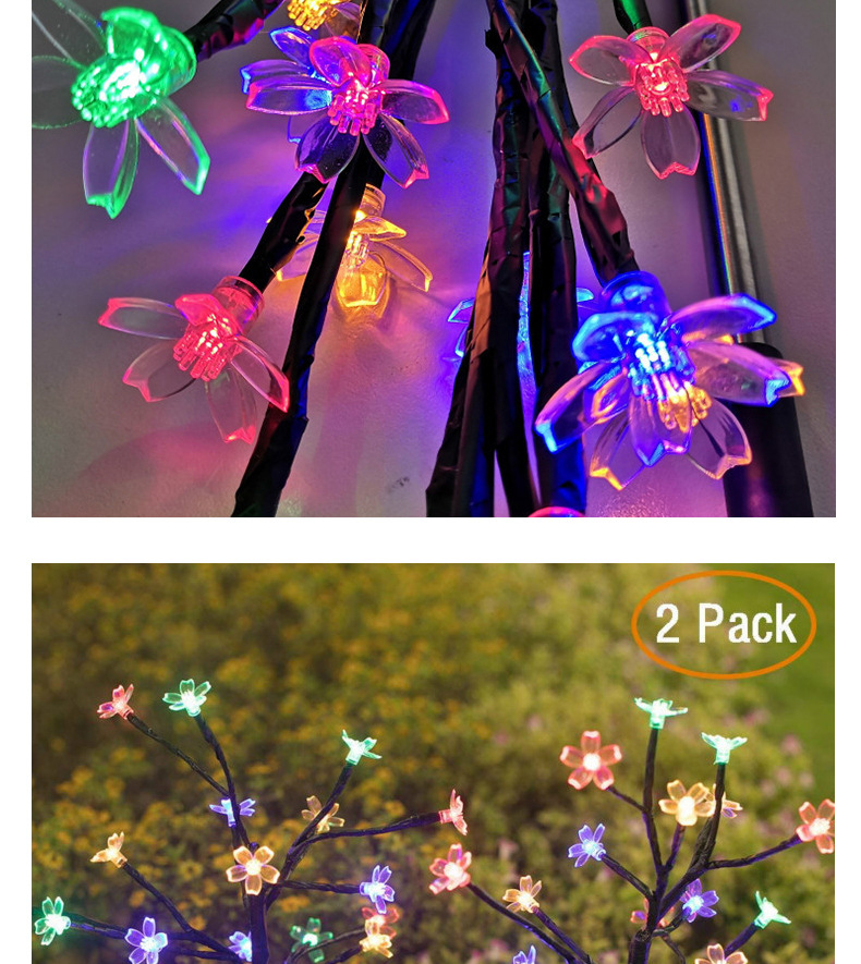 2021 Cross-Border New Arrival Solar Lawn Floor Outlet Cherry Blossom Lights Fireworks Lighting Chain Outdoor Waterproof Christmas Decorative Lights