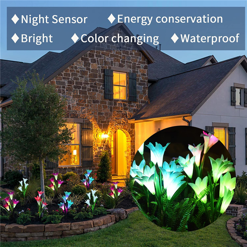 Solar Light Solar Flower Lights Lily Flower Lamp Outdoor Garden Lawn Courtyard Decoration Led Solar Light