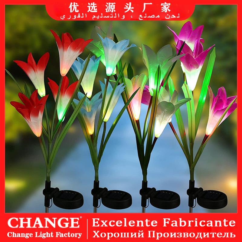 Solar Light Solar Flower Lights Lily Flower Lamp Outdoor Garden Lawn Courtyard Decoration Led Solar Light
