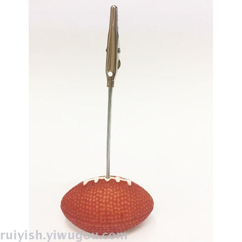 Rugby-Shaped Business Card Holder, Note Clip, Bookmark Clip, Base + Crocodile Clip One-sided Clip