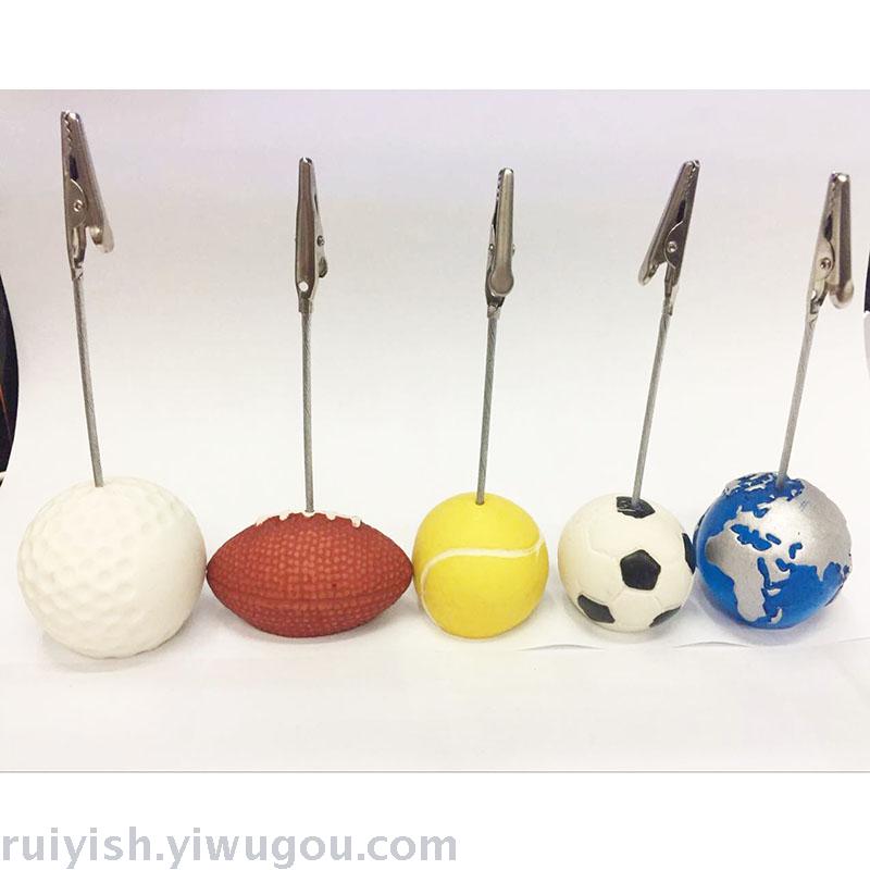 Rugby-Shaped Business Card Holder, Note Clip, Bookmark Clip, Base + Crocodile Clip One-sided Clip
